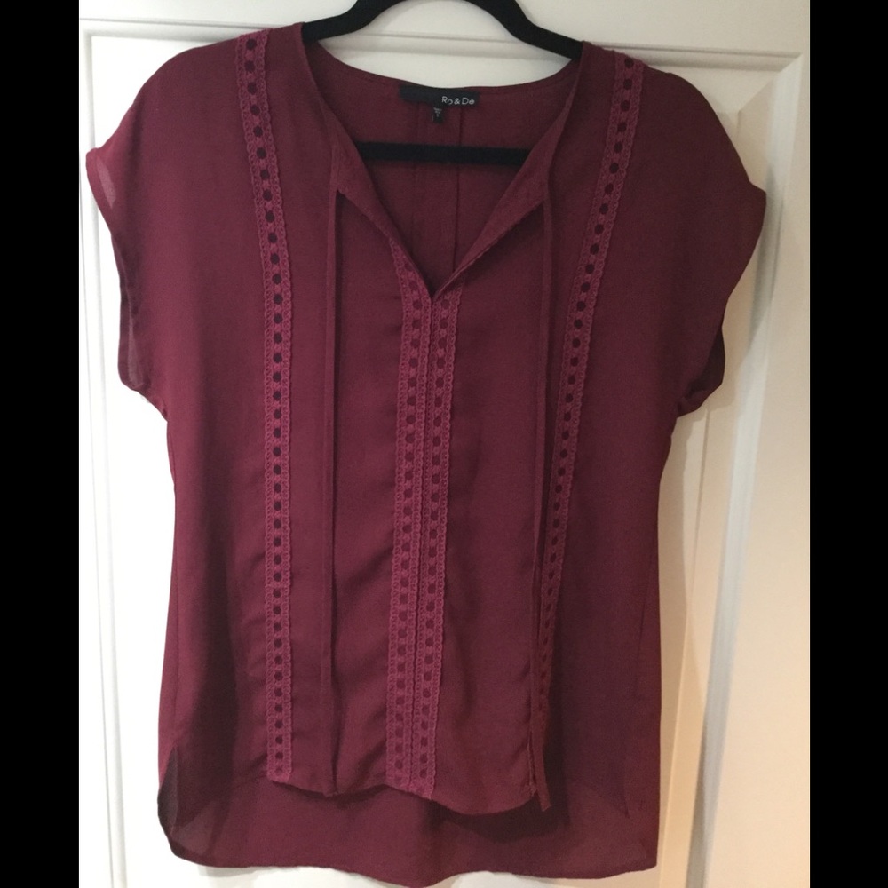 Lovely Merlot Top, Chiffon, Ro & De, Small